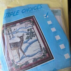 Vintage 1979 Multiple Choices needlepoint wool kit "Snow Fawn" #02-110 15x19"